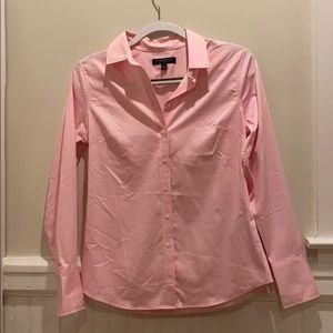 pink, striped polo button down